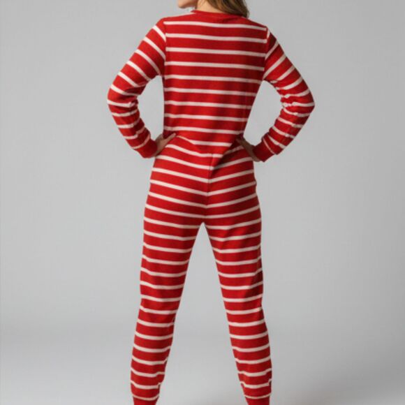 Nick & Nora Red Striped Sock Monkey Adult Onesie Pajamas XL– NWT Holiday PJ - Picture 5 of 7